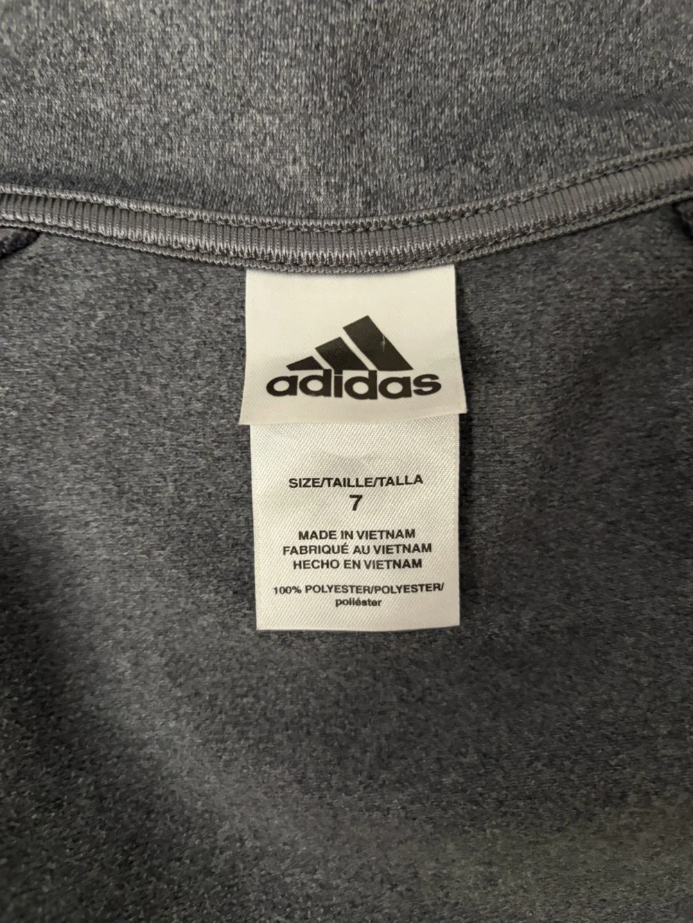 Adidas Kid’s Heather Gray Full-Zip Athletic Jacket with Black Sleeve Logo